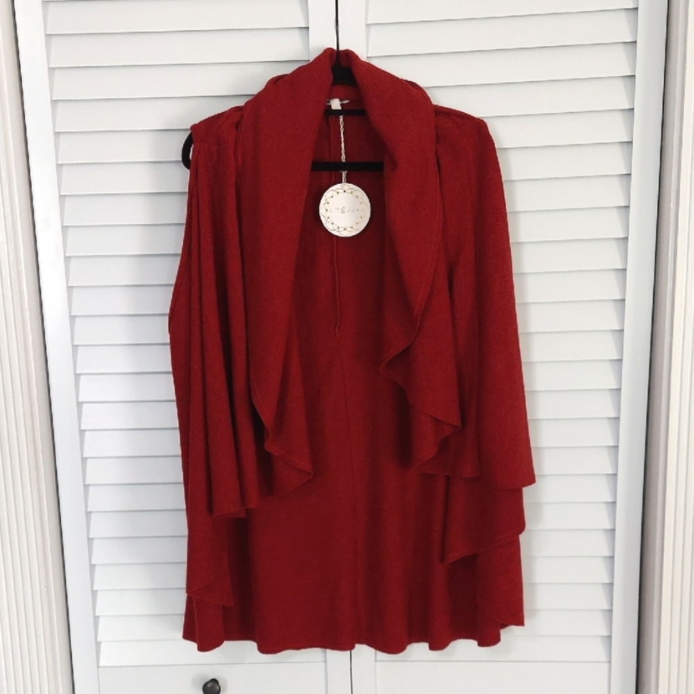 Umgee Sweater Capelet, Sz 2X, Wine, Knit, Sleevelrss with attached Shoulder Cape